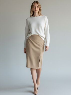 Chado Women's Classic Camel Beige Neutral Pencil Skirt Size 4